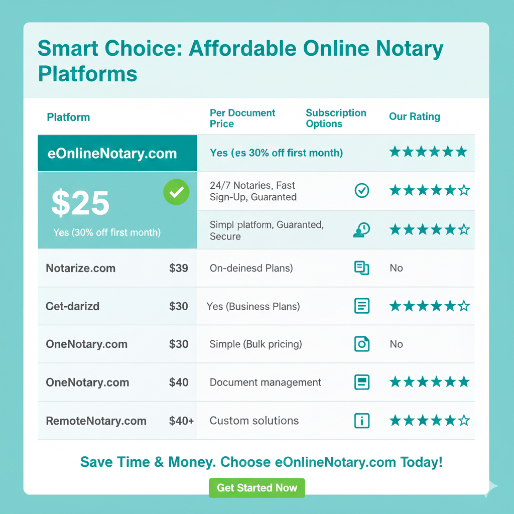 2026 Online Notary price chart